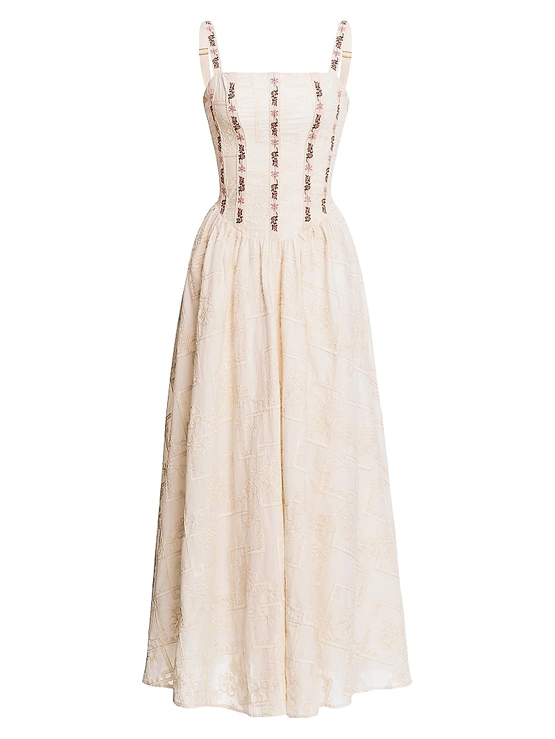 Emerald Meraki Embroidered Sleeveless Maxi Dress