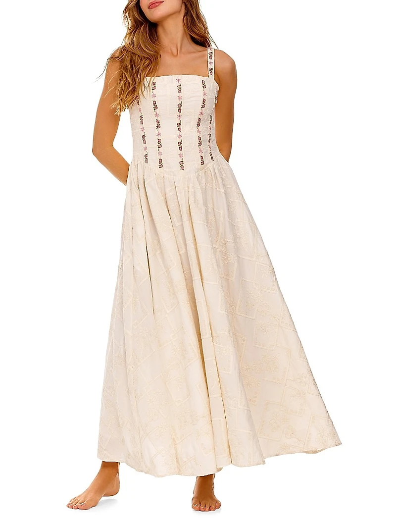 Emerald Meraki Embroidered Sleeveless Maxi Dress