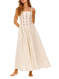 Emerald Meraki Embroidered Sleeveless Maxi Dress