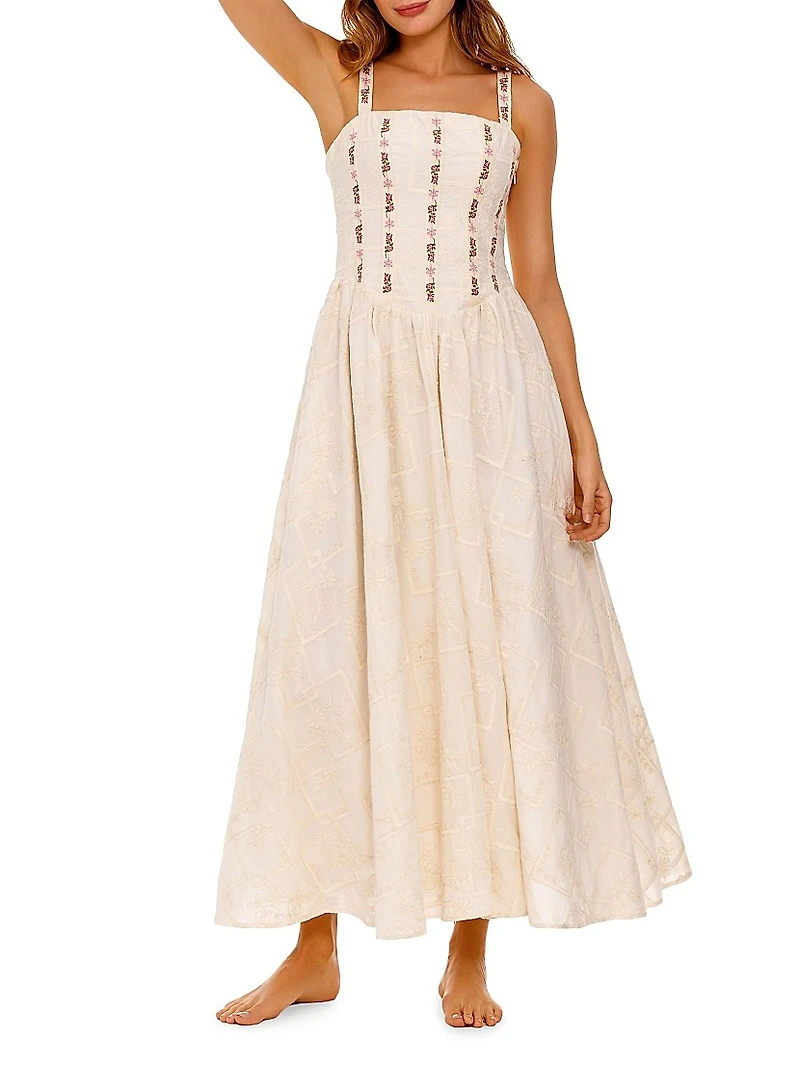 Emerald Meraki Embroidered Sleeveless Maxi Dress