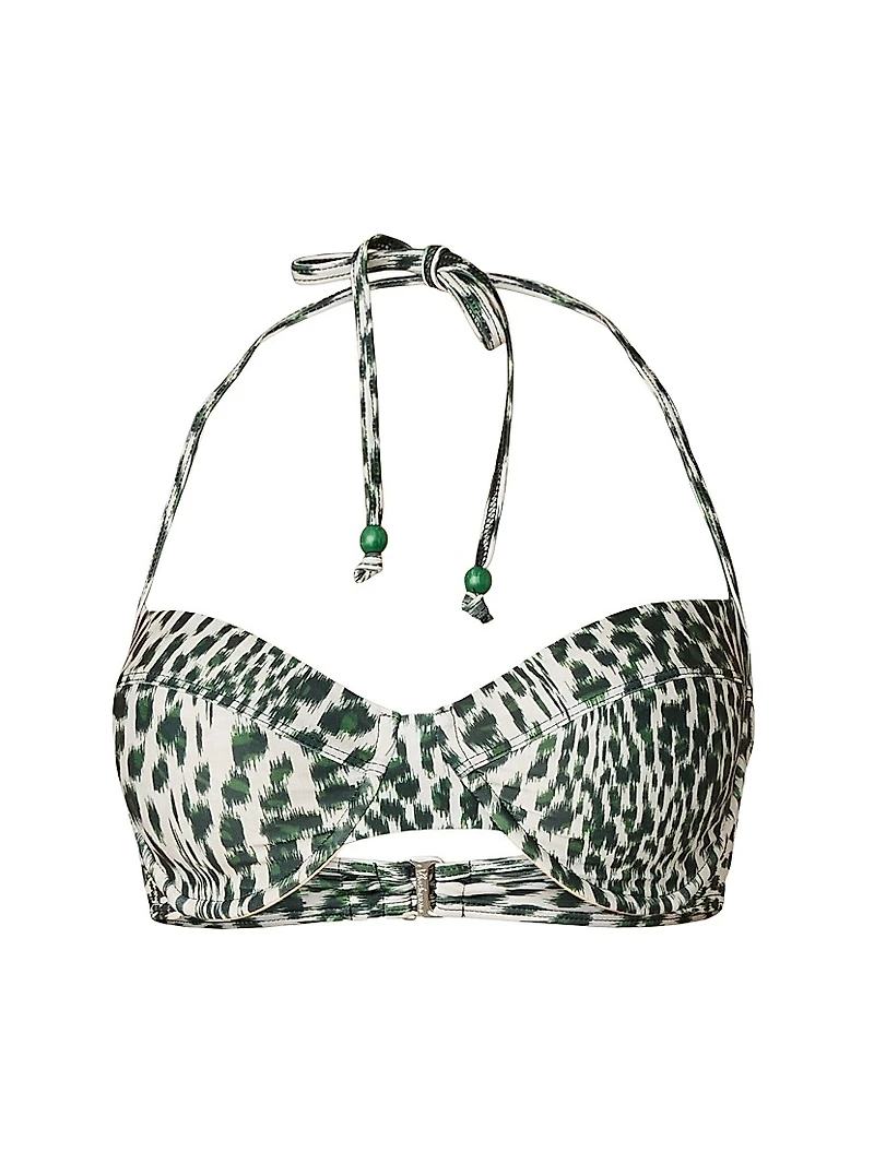 Printed Bustier Halter Bikini Top