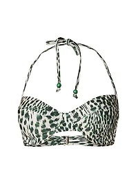 Printed Bustier Halter Bikini Top