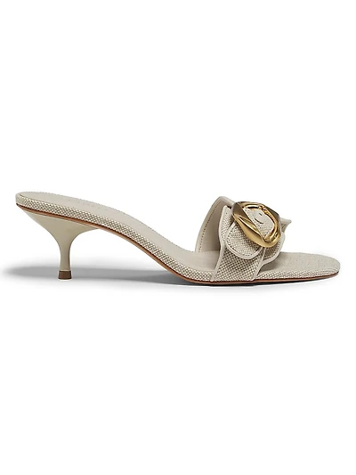 Olga 50MM Buckle-Accented Linen Sandals