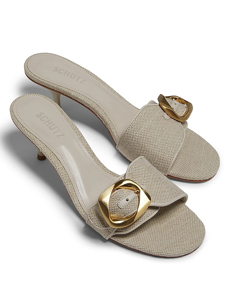 Olga 50MM Buckle-Accented Linen Sandals
