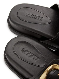Olga Buckle-Accented Leather Sandals