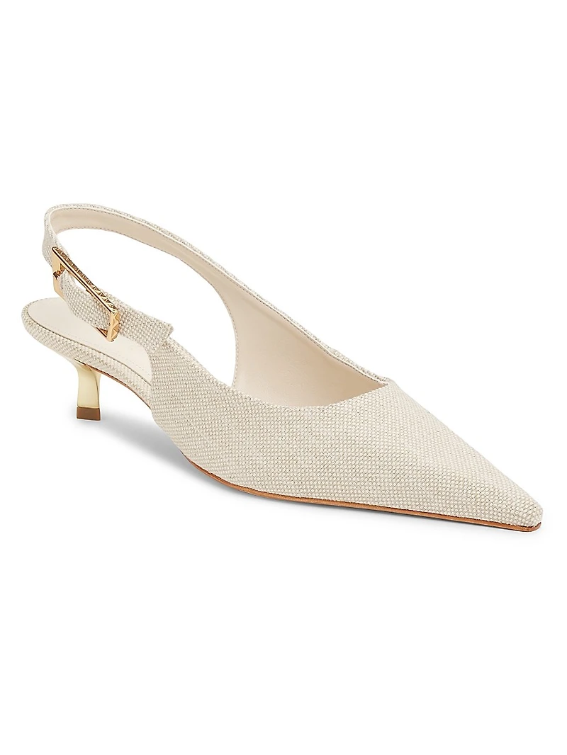 Ciara 50MM Linen Kitten-Heel Pumps