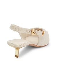 Ciara 50MM Linen Kitten-Heel Pumps