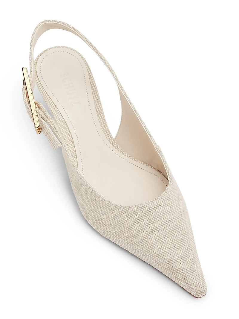 Ciara 50MM Linen Kitten-Heel Pumps