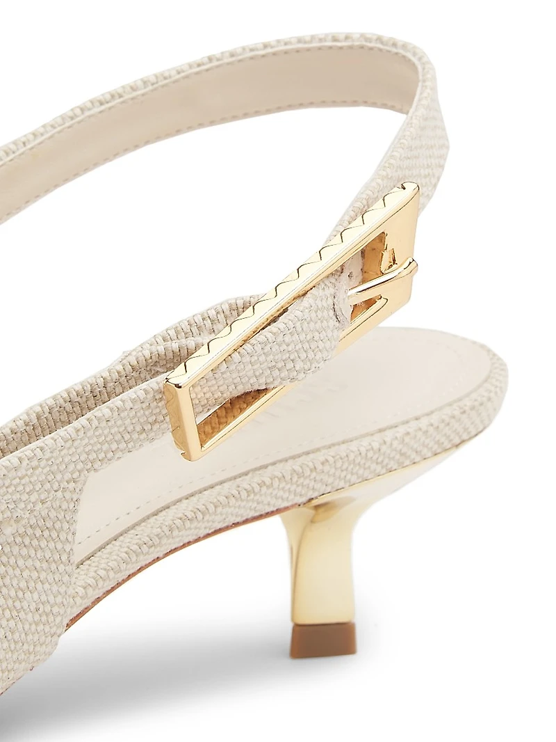 Ciara 50MM Linen Kitten-Heel Pumps
