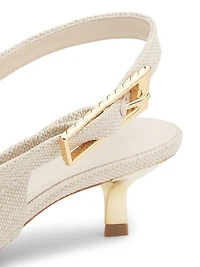 Ciara 50MM Linen Kitten-Heel Pumps