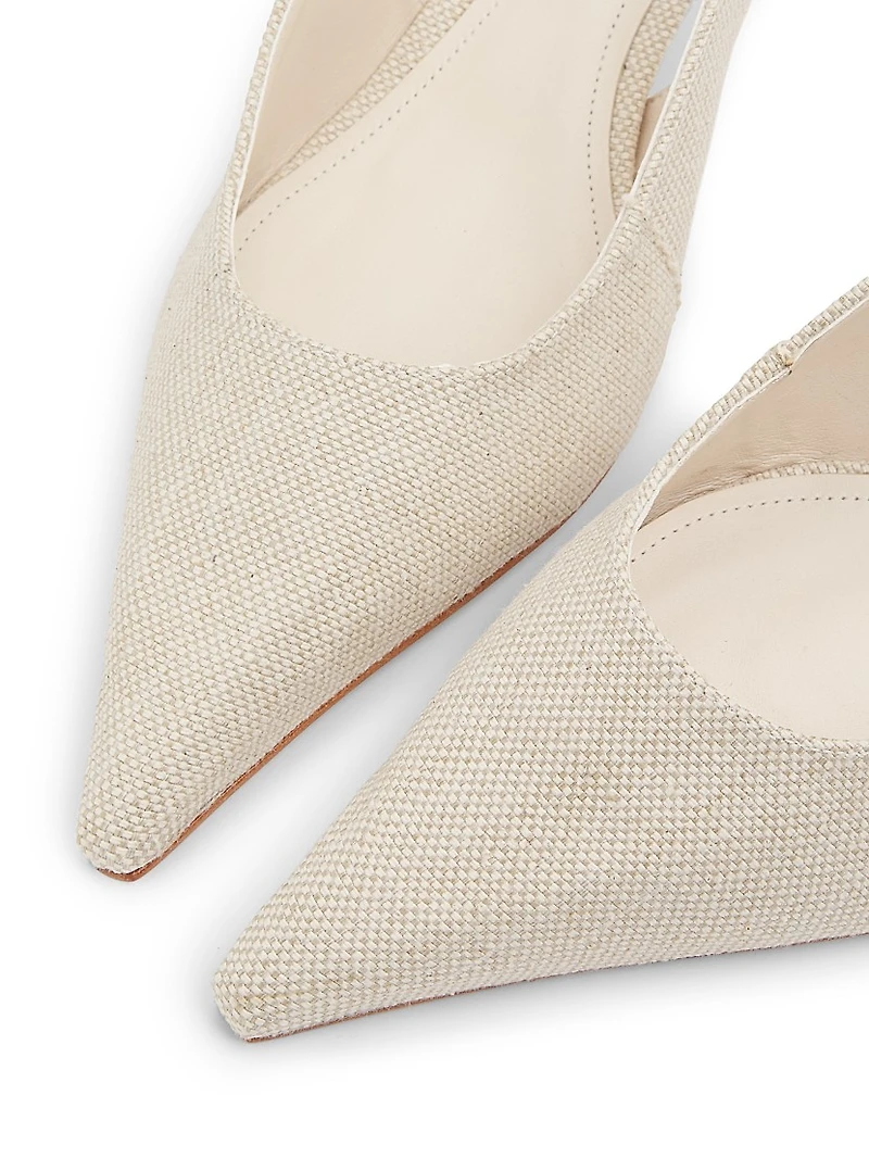 Ciara 50MM Linen Kitten-Heel Pumps