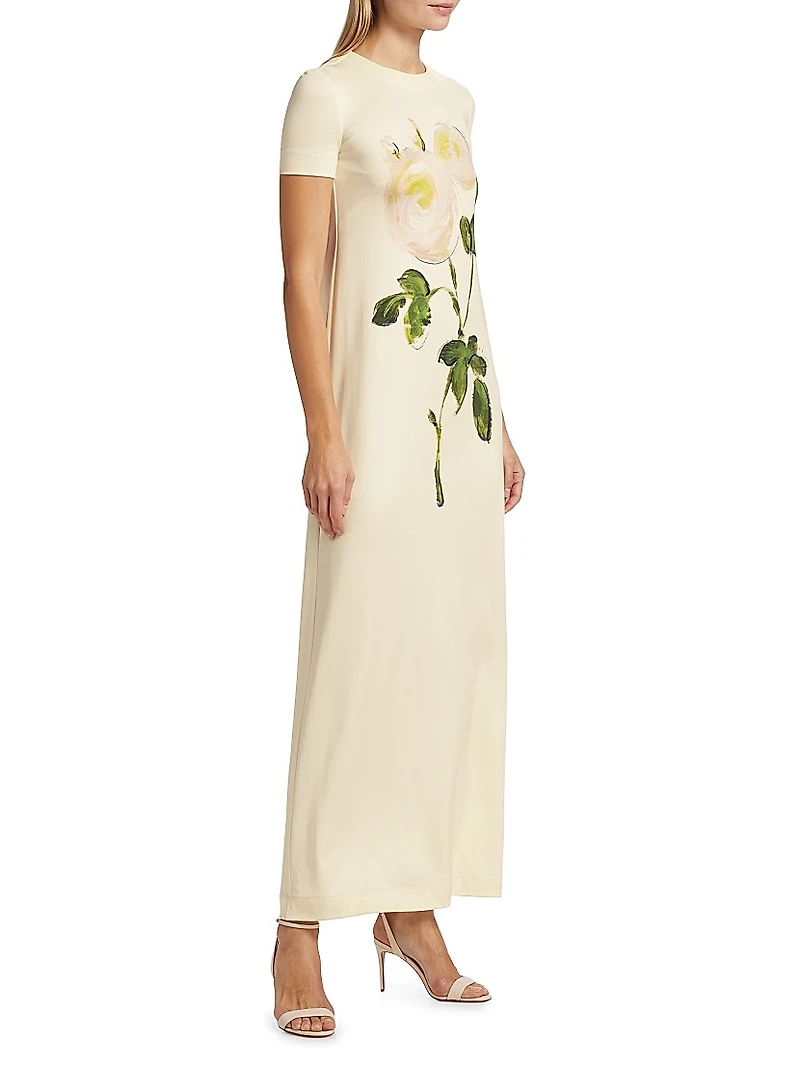 Painted Roses Jersey Maxi Dress