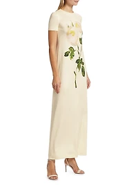 Painted Roses Jersey Maxi Dress