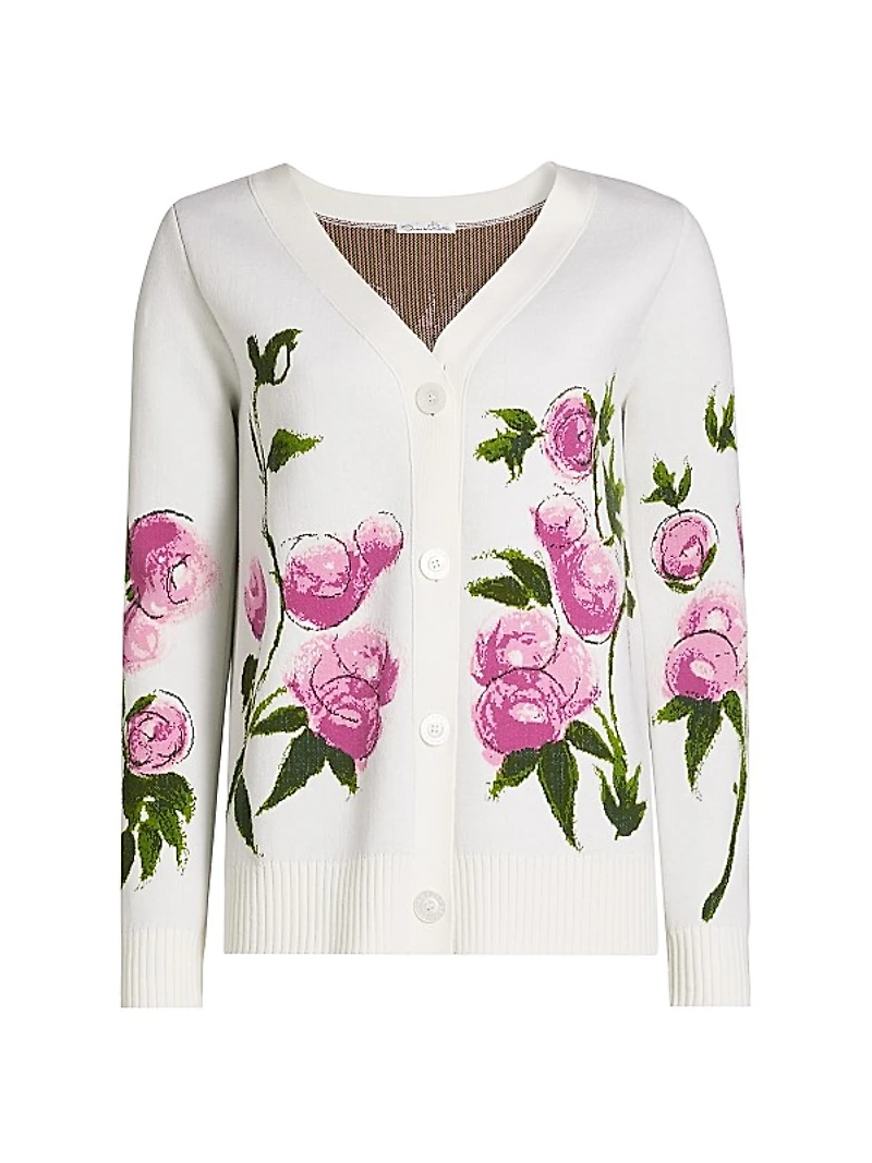 Painted Roses Jacquard Cardigan