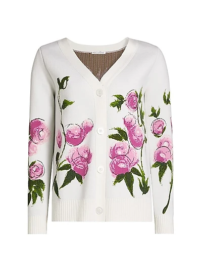 Painted Roses Jacquard Cardigan