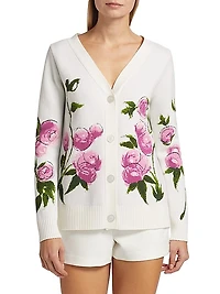 Painted Roses Jacquard Cardigan