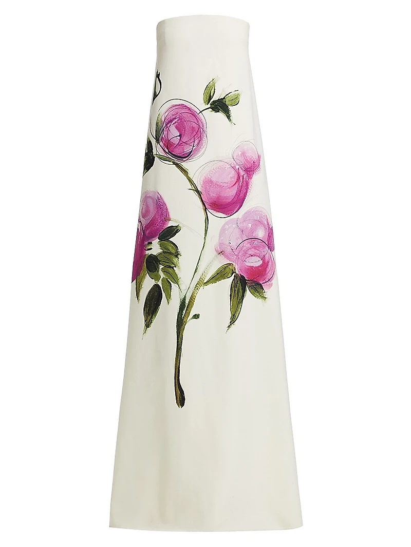 Painted Roses Strapless Gown