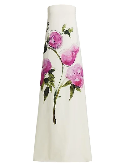 Painted Roses Strapless Gown