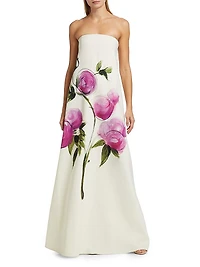 Painted Roses Strapless Gown
