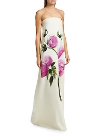 Painted Roses Strapless Gown