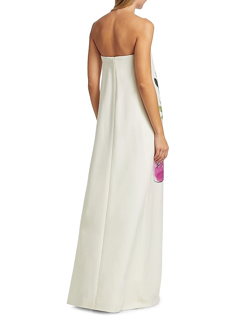 Painted Roses Strapless Gown