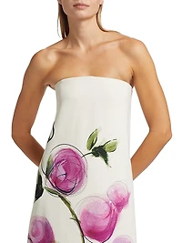 Painted Roses Strapless Gown