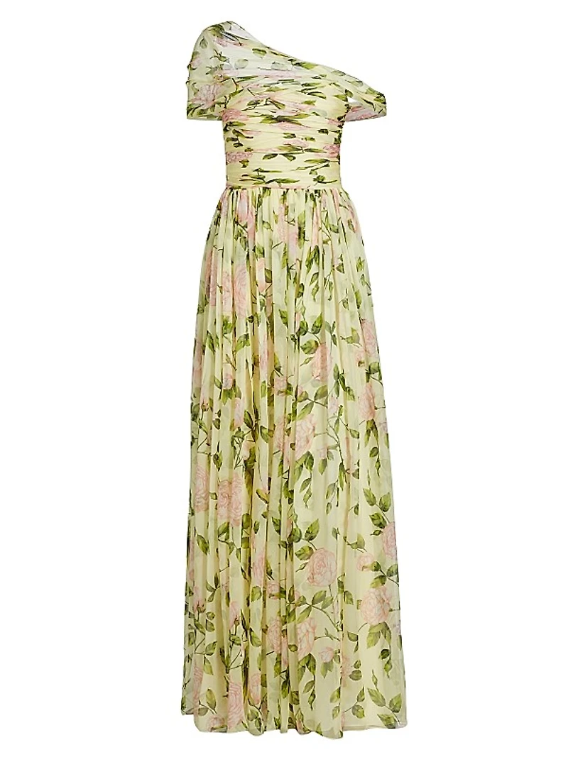 English Rose Silk Chiffon Gown