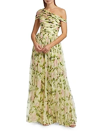 English Rose Silk Chiffon Gown