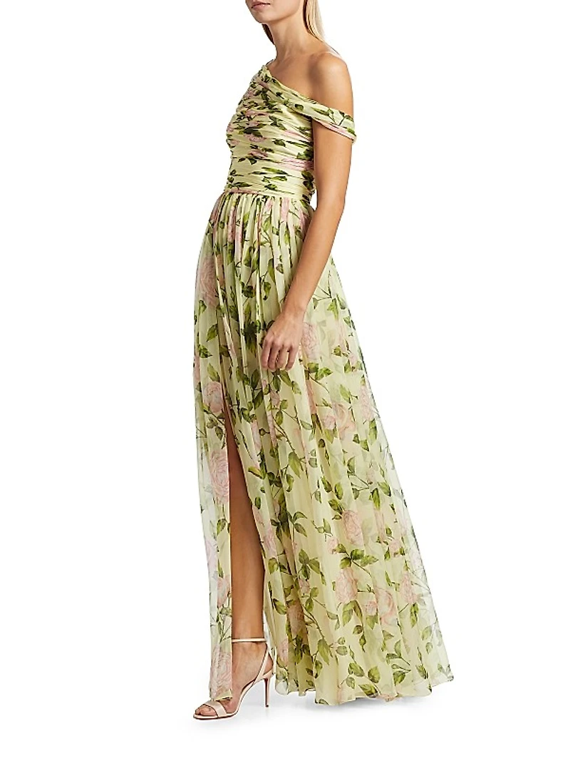 English Rose Silk Chiffon Gown