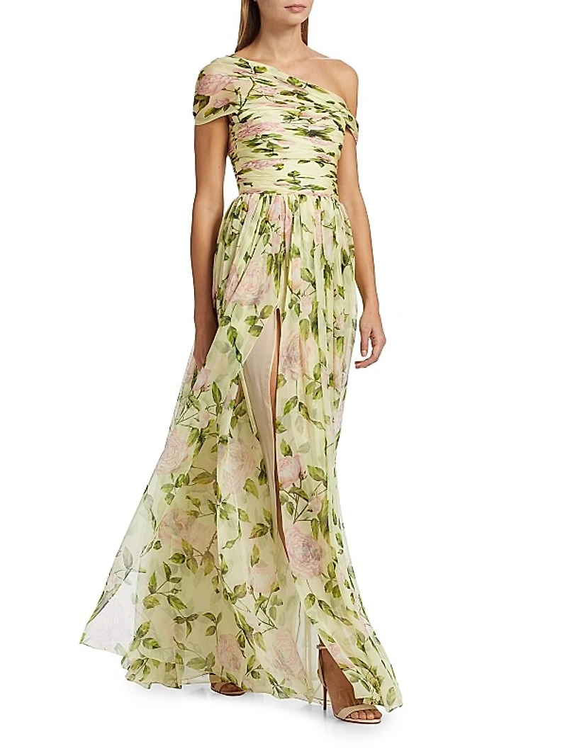 English Rose Silk Chiffon Gown