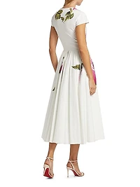 Painted Roses Cotton Poplin Cocktail Dress