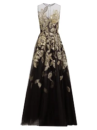 Gold Foil Rose Appliqué Gown