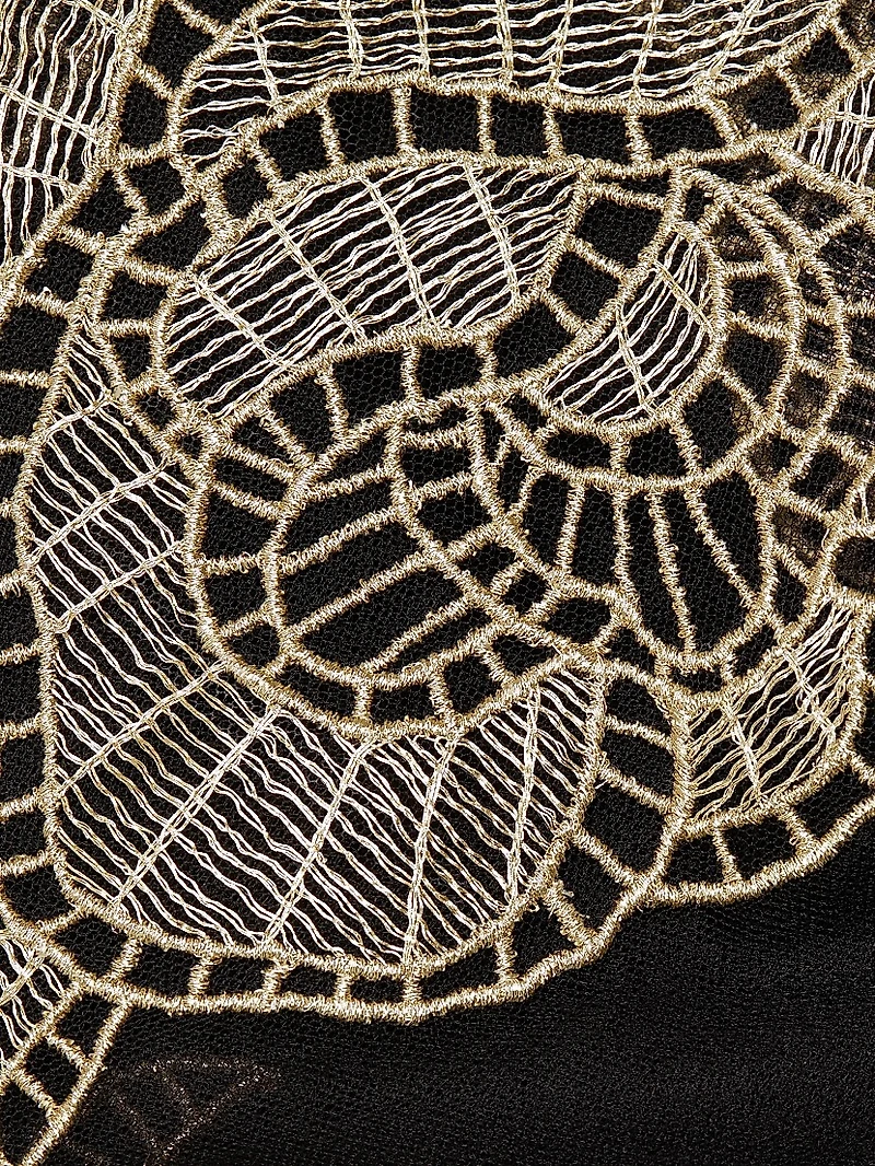 Gold Foil Rose Appliqué Gown