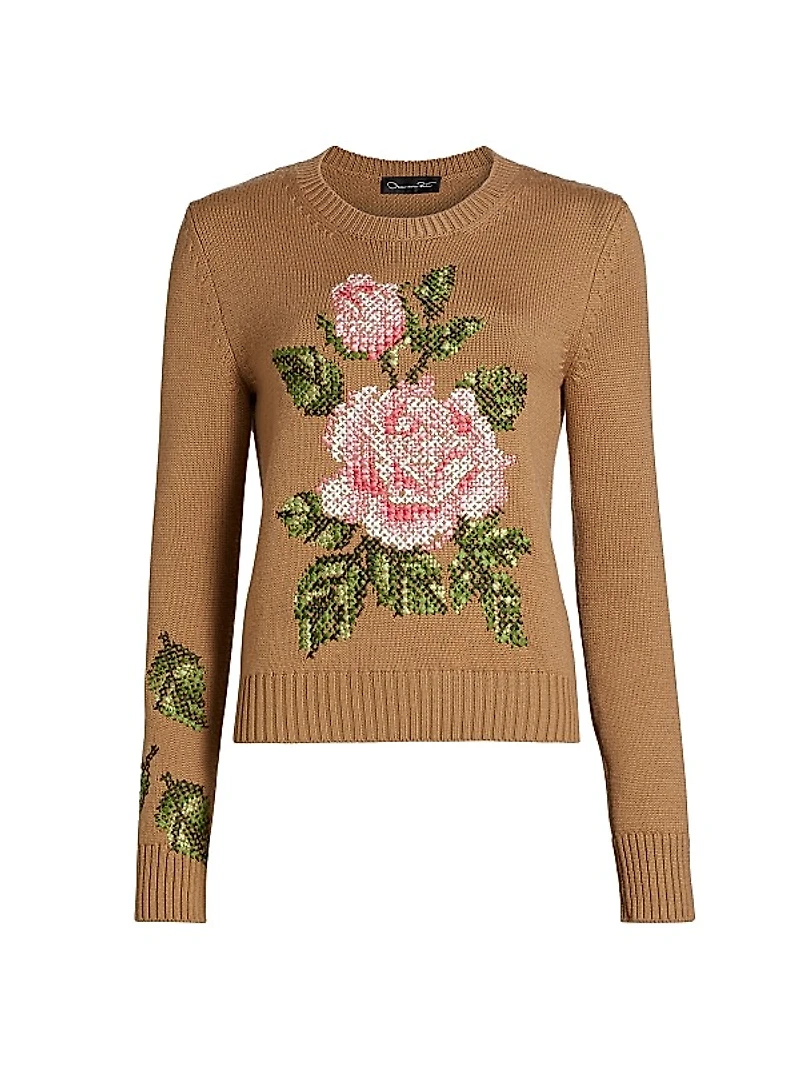 English Rose Cross Stitch Sweater