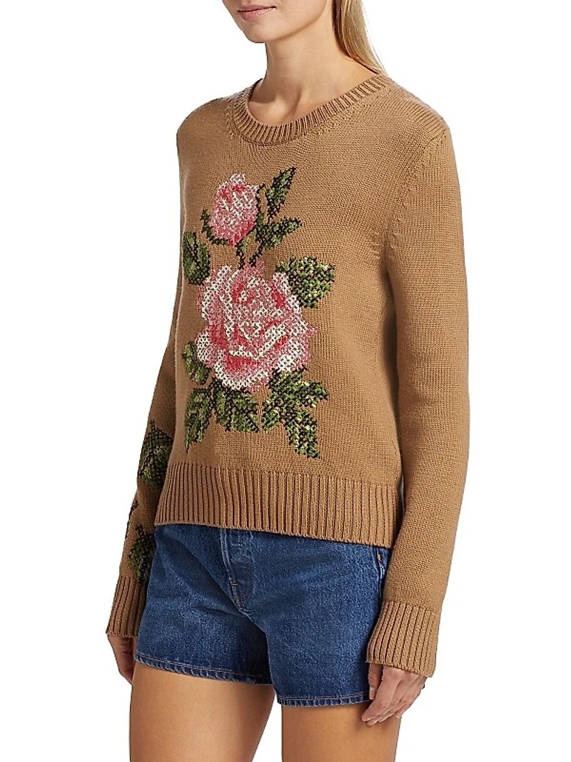 English Rose Cross Stitch Sweater