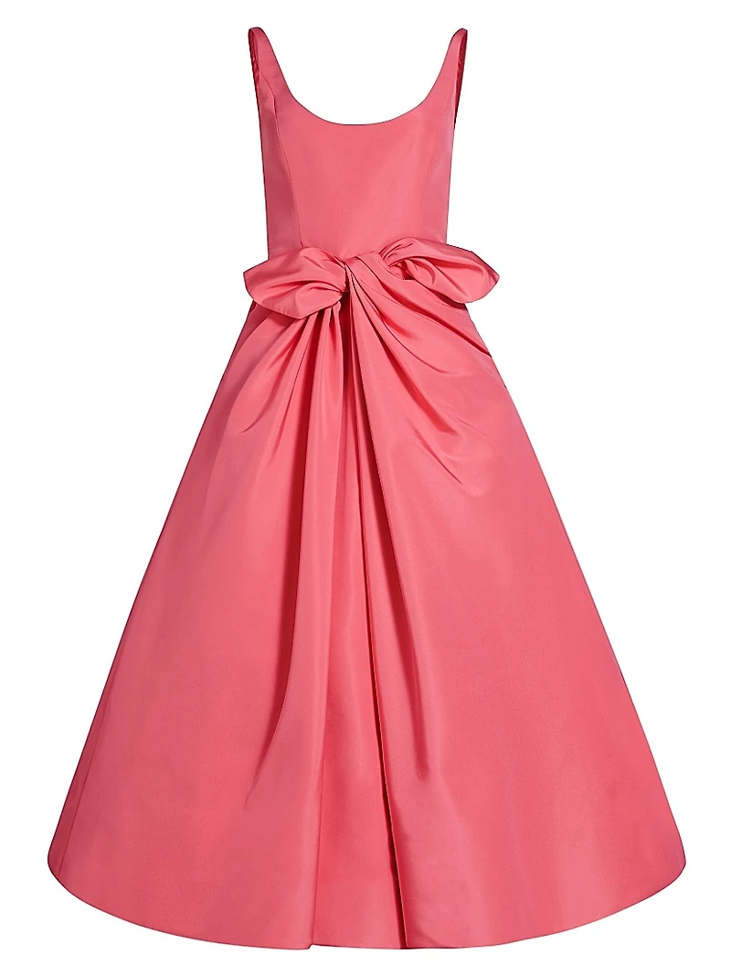 Scoopneck Faille Bow Cocktail Dress