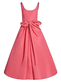 Scoopneck Faille Bow Cocktail Dress