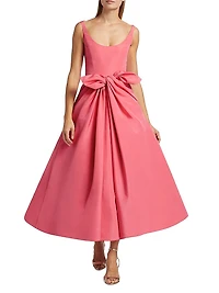 Scoopneck Faille Bow Cocktail Dress