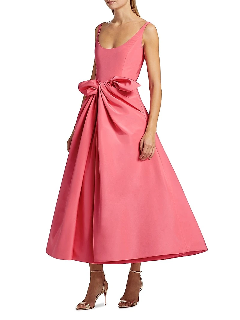 Scoopneck Faille Bow Cocktail Dress