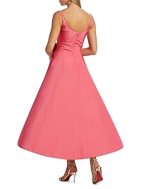 Scoopneck Faille Bow Cocktail Dress