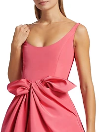Scoopneck Faille Bow Cocktail Dress