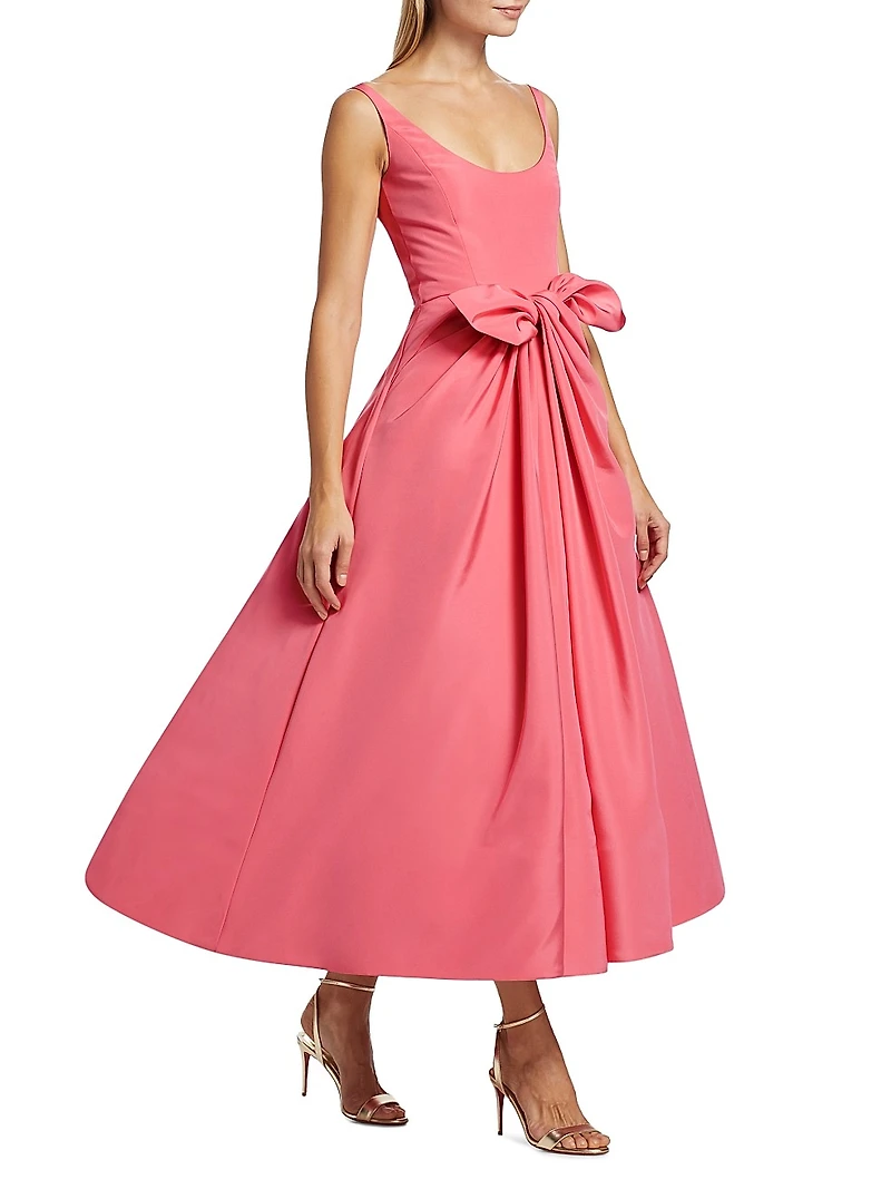 Scoopneck Faille Bow Cocktail Dress