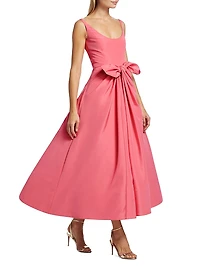Scoopneck Faille Bow Cocktail Dress