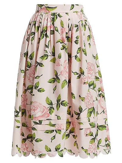 English Roses Scalloped Midi-Skirt