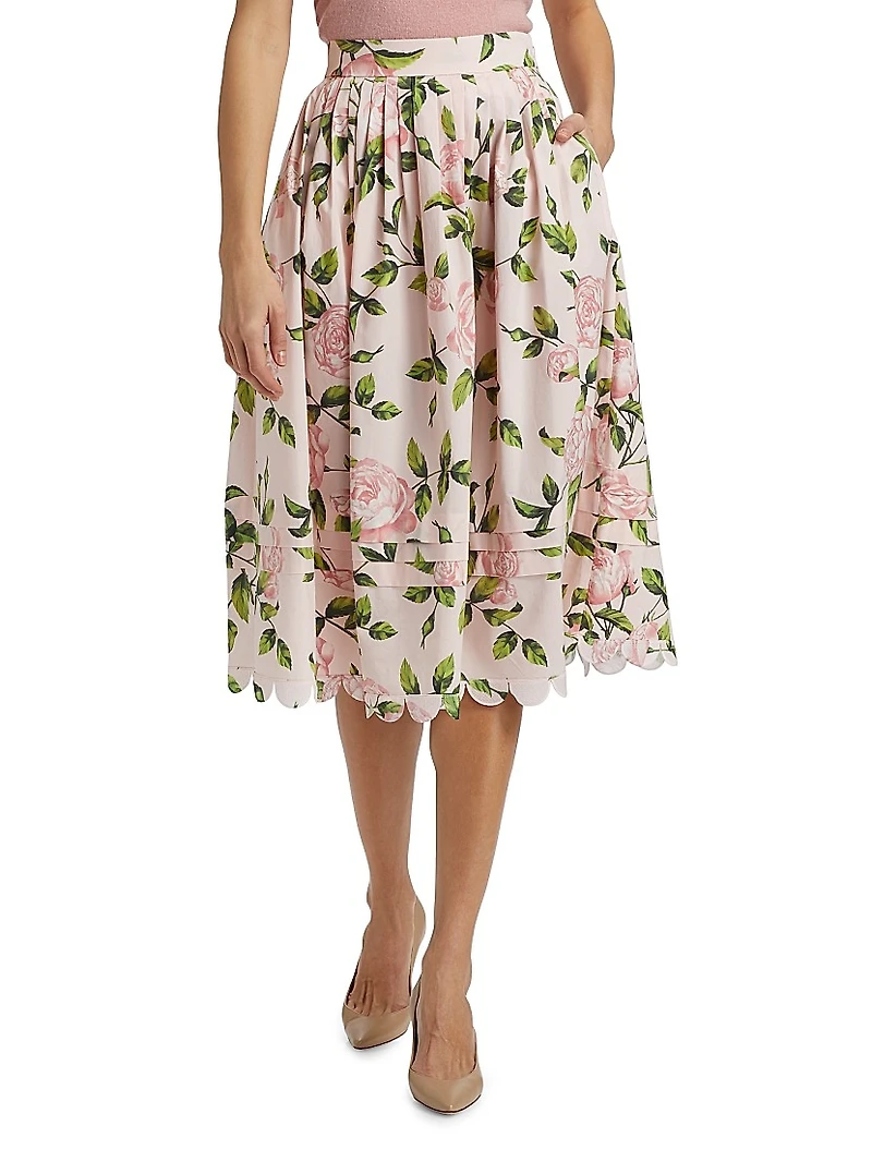 English Roses Scalloped Midi-Skirt