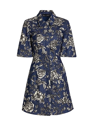 Rose Printed Denim Minidress