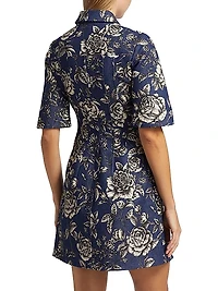 Rose Printed Denim Minidress