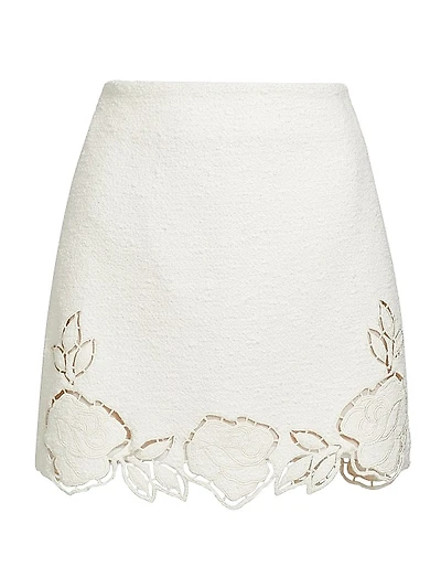 Tweed Floral Cut-Out Miniskirt