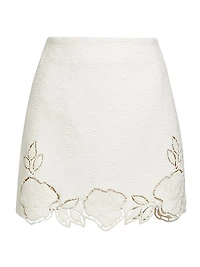 Tweed Floral Cut-Out Miniskirt