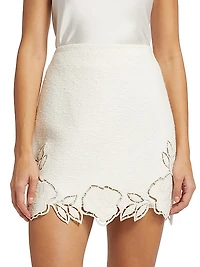 Tweed Floral Cut-Out Miniskirt